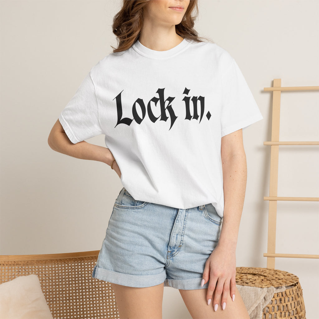 Lock In. Graphic T-Shirt — Gothic Script Tee