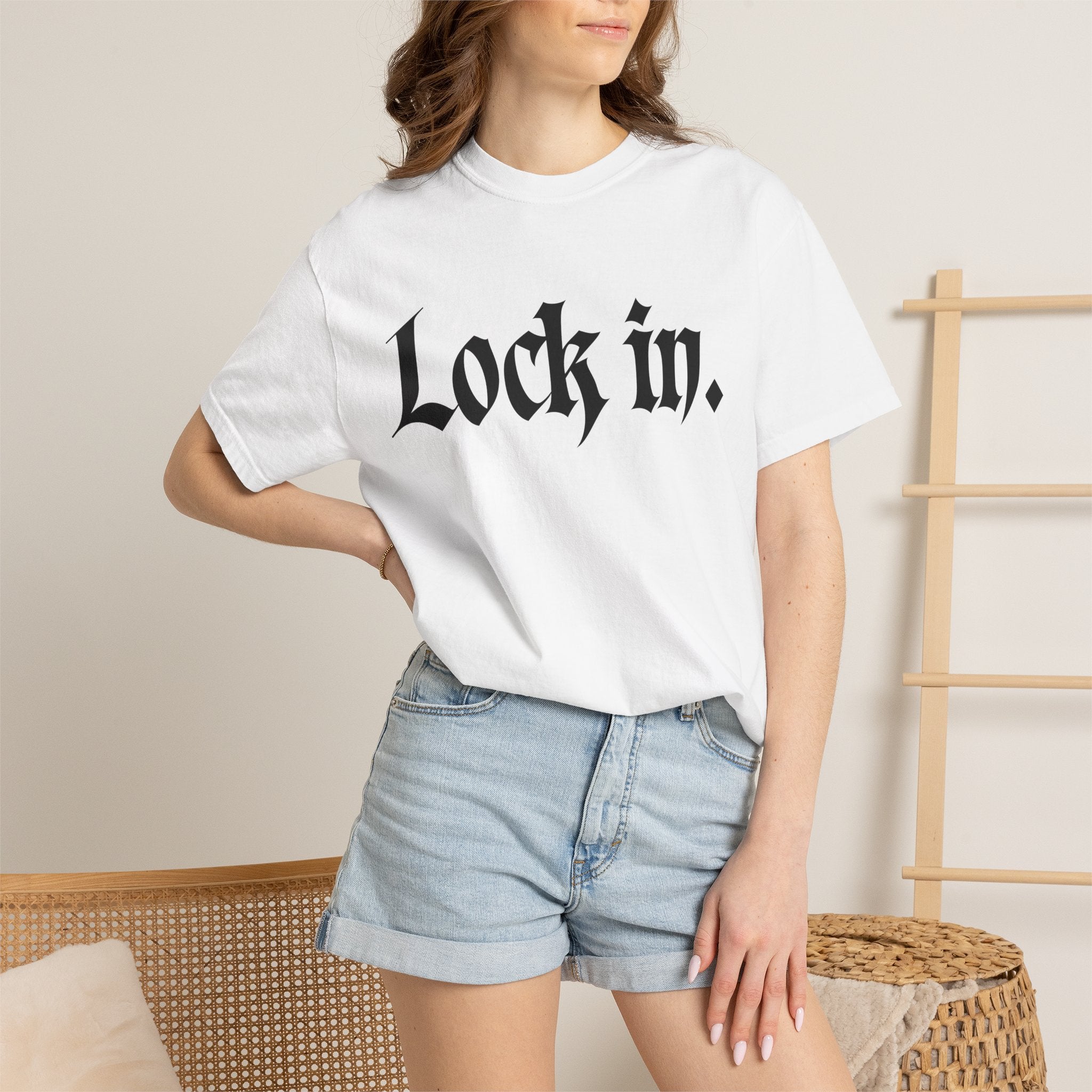 Lock In. Graphic T-Shirt — Gothic Script Tee