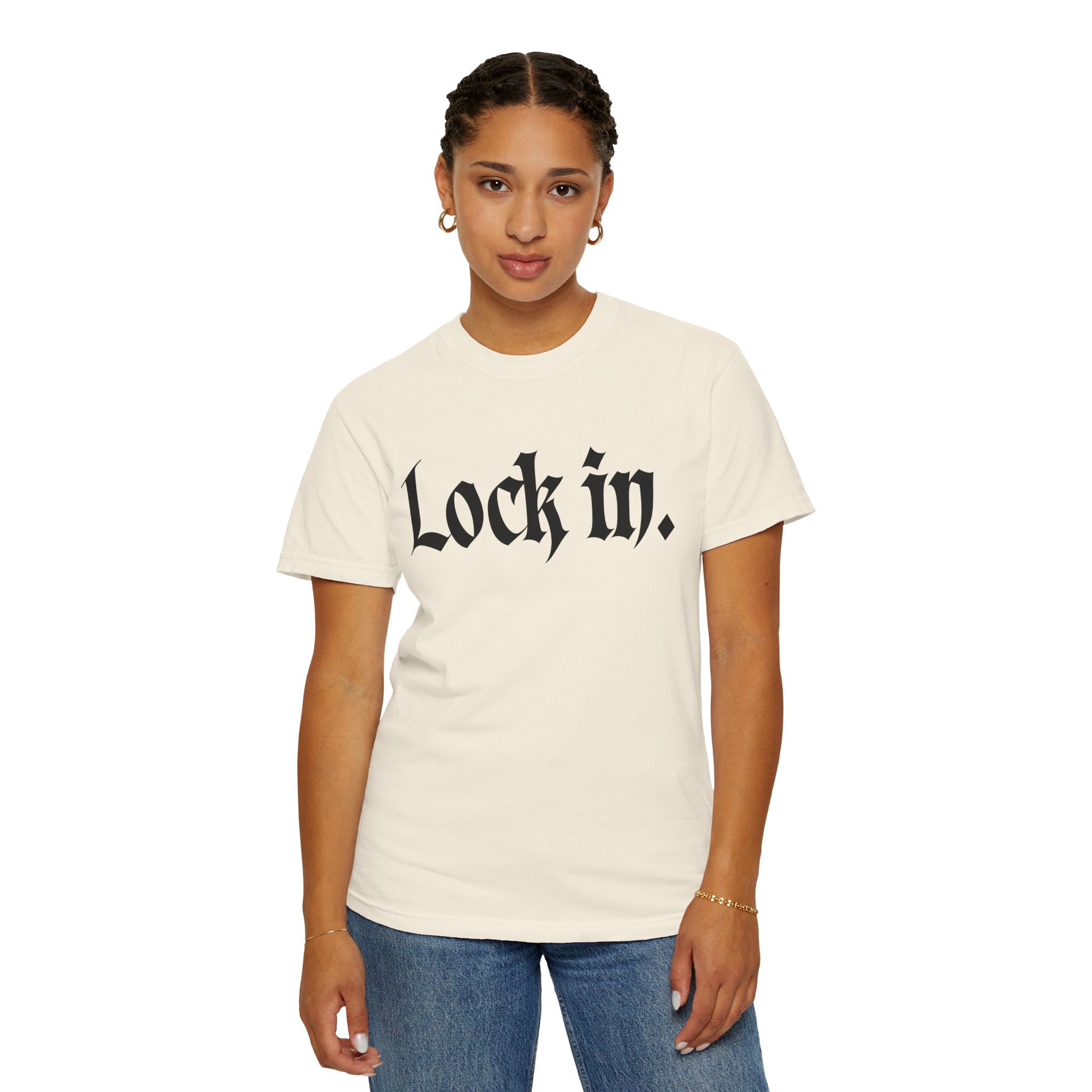 Lock In. Graphic T-Shirt — Gothic Script Tee