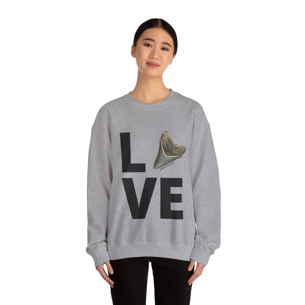 Megalodon Love Sweatshirt | Shark Tooth | Fossil | Shark Tooth Hunting | Megalodon Tooth Unisex Heavy Blend™ Crewneck Sweatshirt