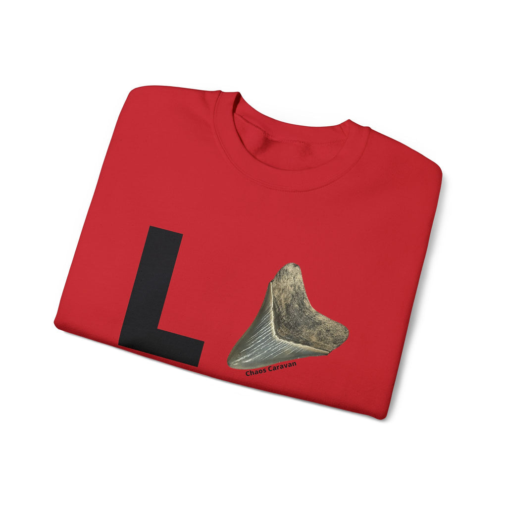 Megalodon Love Sweatshirt | Shark Tooth | Fossil | Shark Tooth Hunting | Megalodon Tooth Unisex Heavy Blend™ Crewneck Sweatshirt