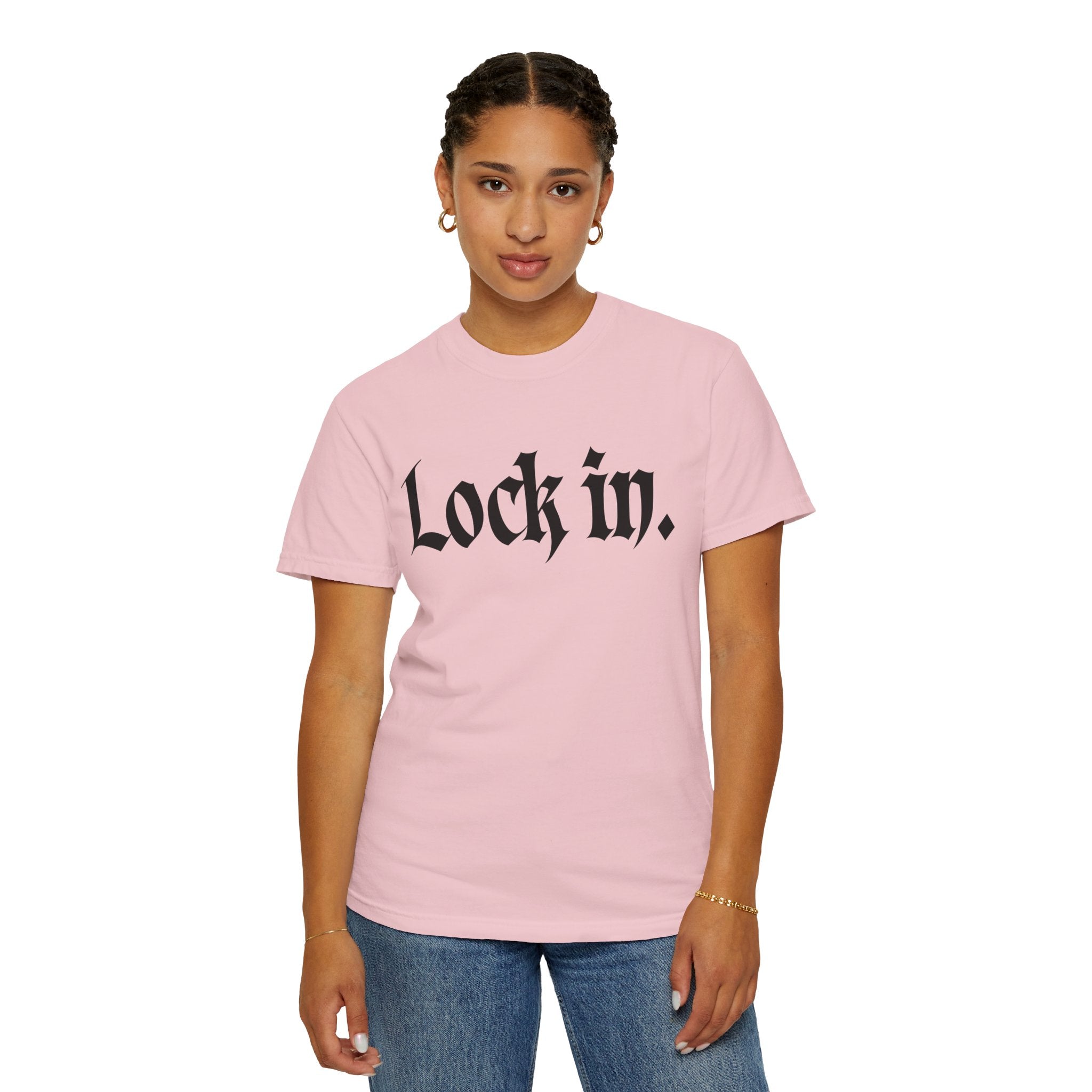 Lock In. Graphic T-Shirt — Gothic Script Tee