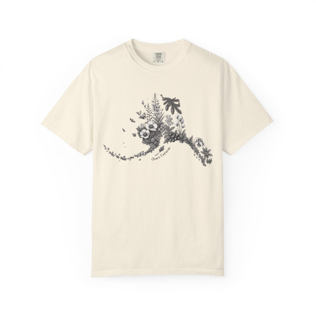 Floral Alaska Silhouette Tee – Botanical State T-Shirt