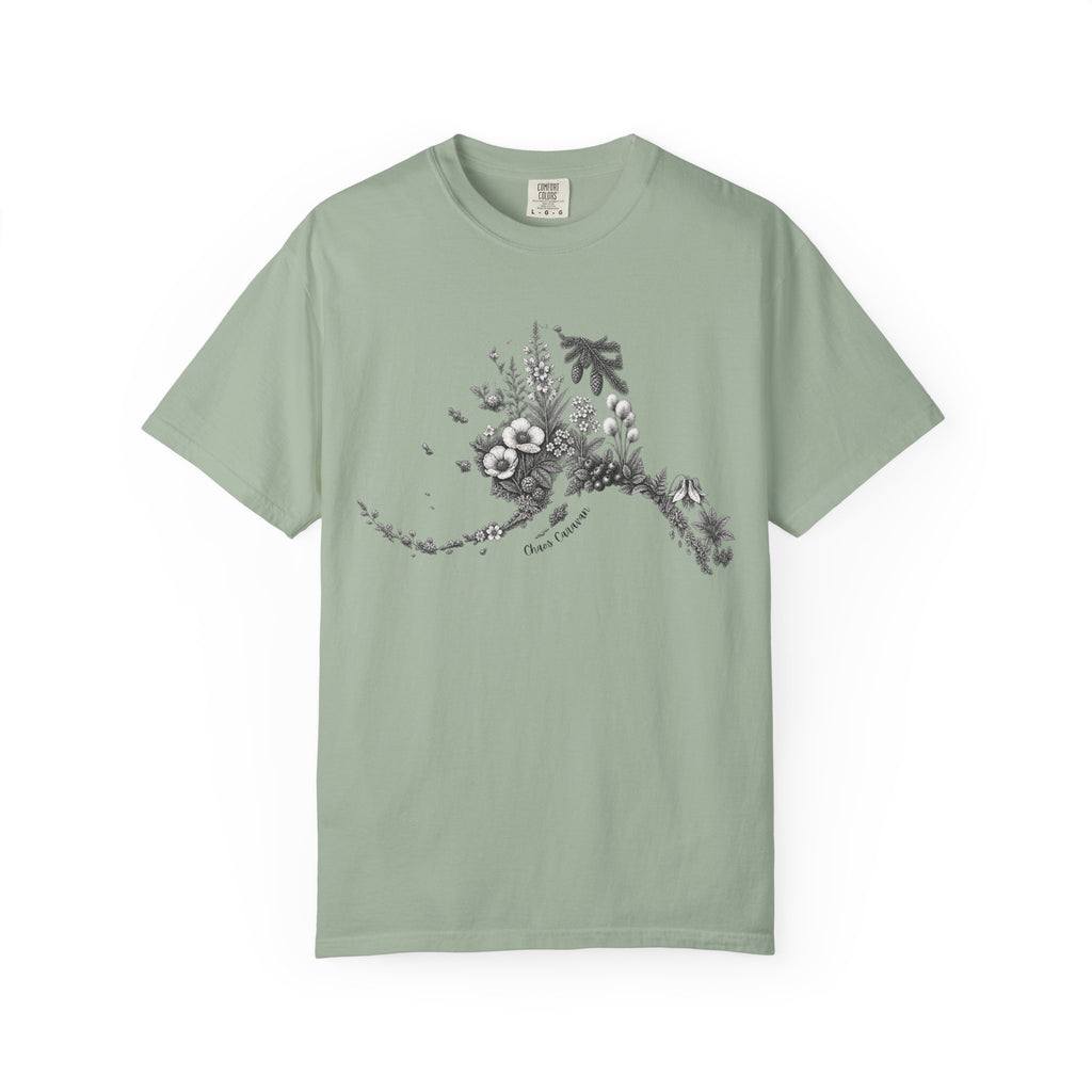 Floral Alaska Silhouette Tee – Botanical State T-Shirt