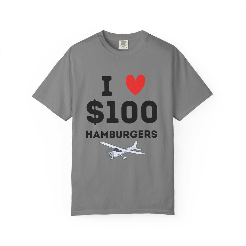 I Love $100 Hamburgers T-Shirt | Pilot Tee | Private Pilot Gear | Pilot Lunch Club
