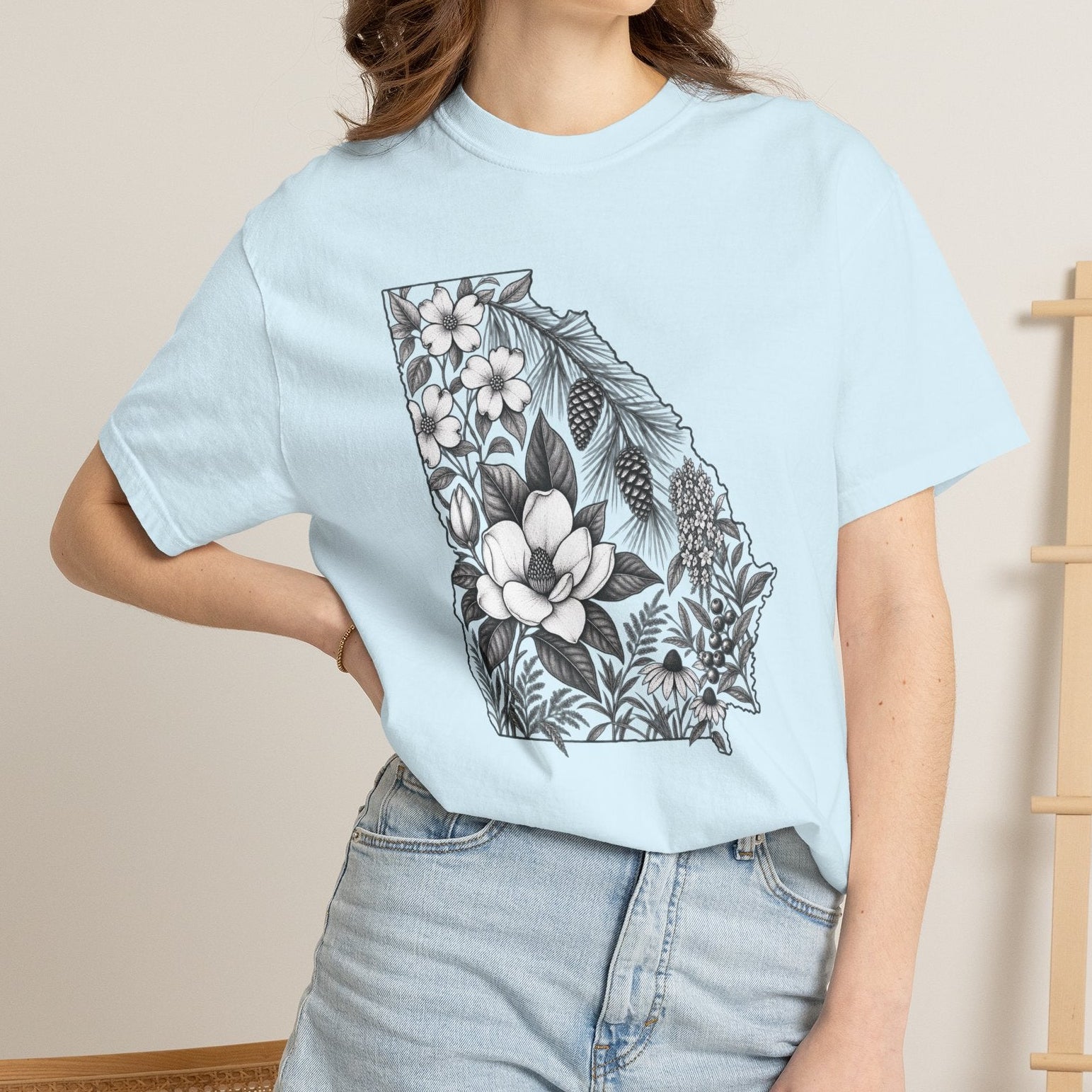 Georgia Floral State Outline T-Shirt
