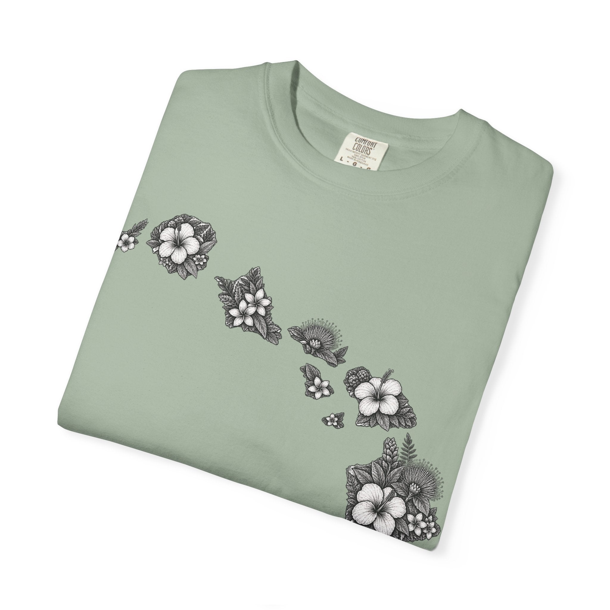 Hawaii Floral Map T-Shirt — Island Chain Flower Graphic Tee
