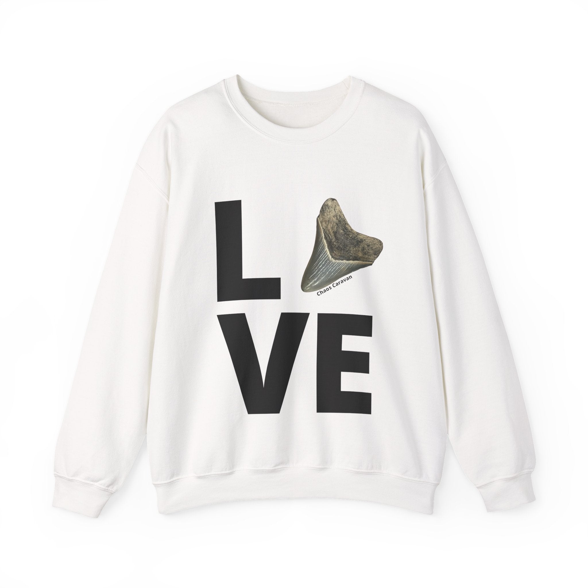 Megalodon Love Sweatshirt | Shark Tooth | Fossil | Shark Tooth Hunting | Megalodon Tooth Unisex Heavy Blend™ Crewneck Sweatshirt