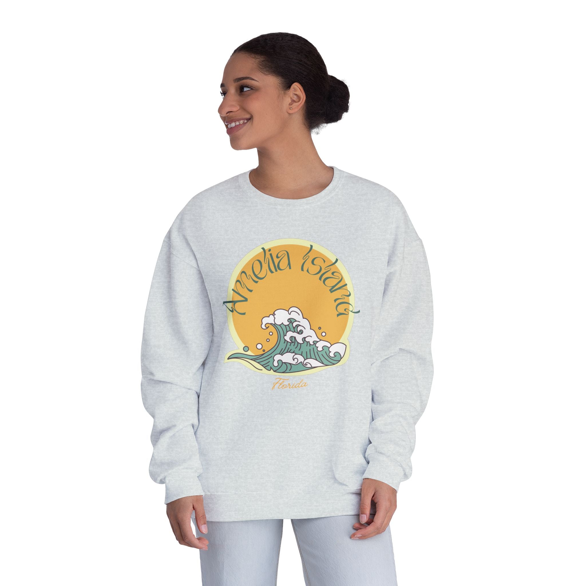 Retro Amelia Island Wave Crewneck Sweatshirt