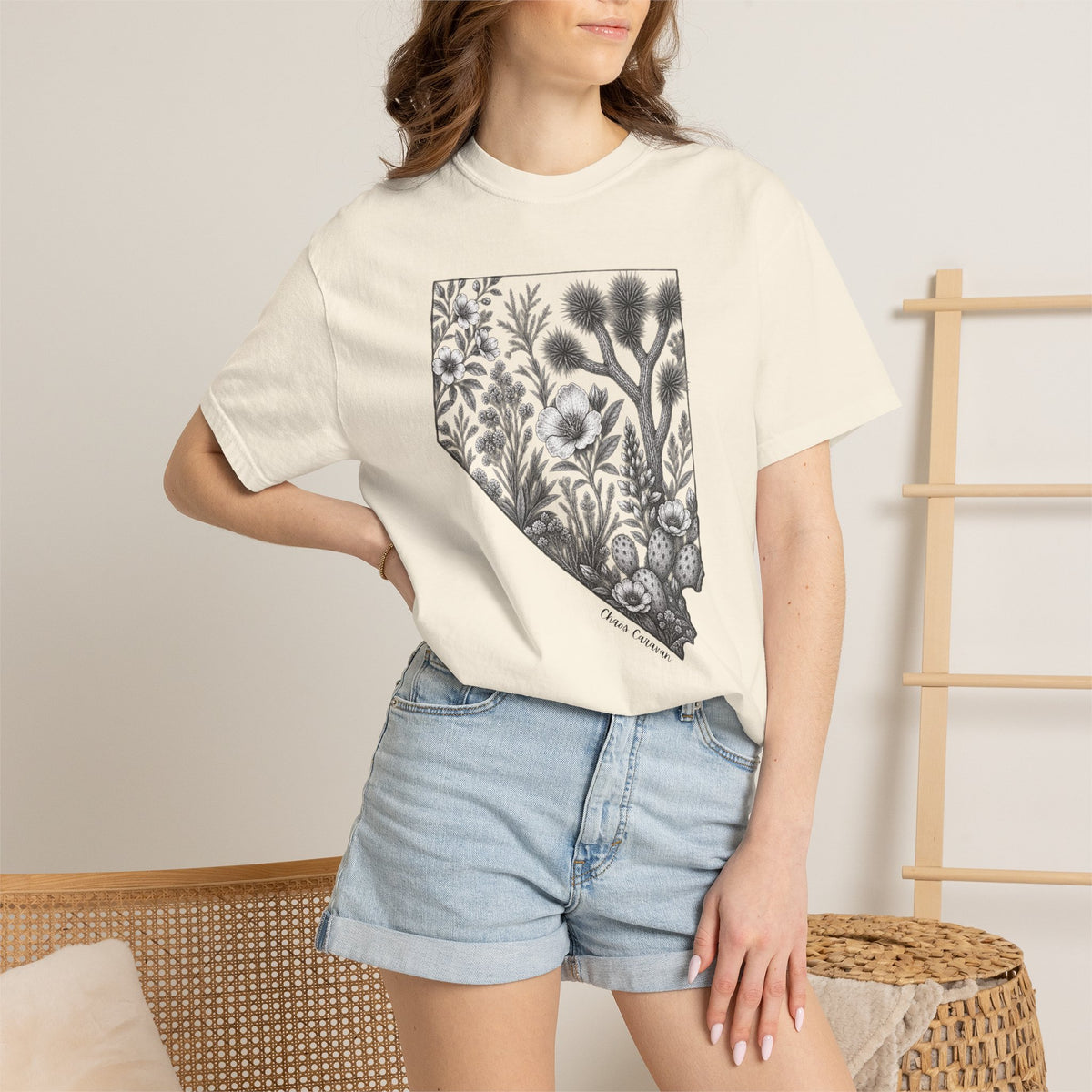 Nevada Desert Flora T-Shirt — Botanical State Silhouette Tee