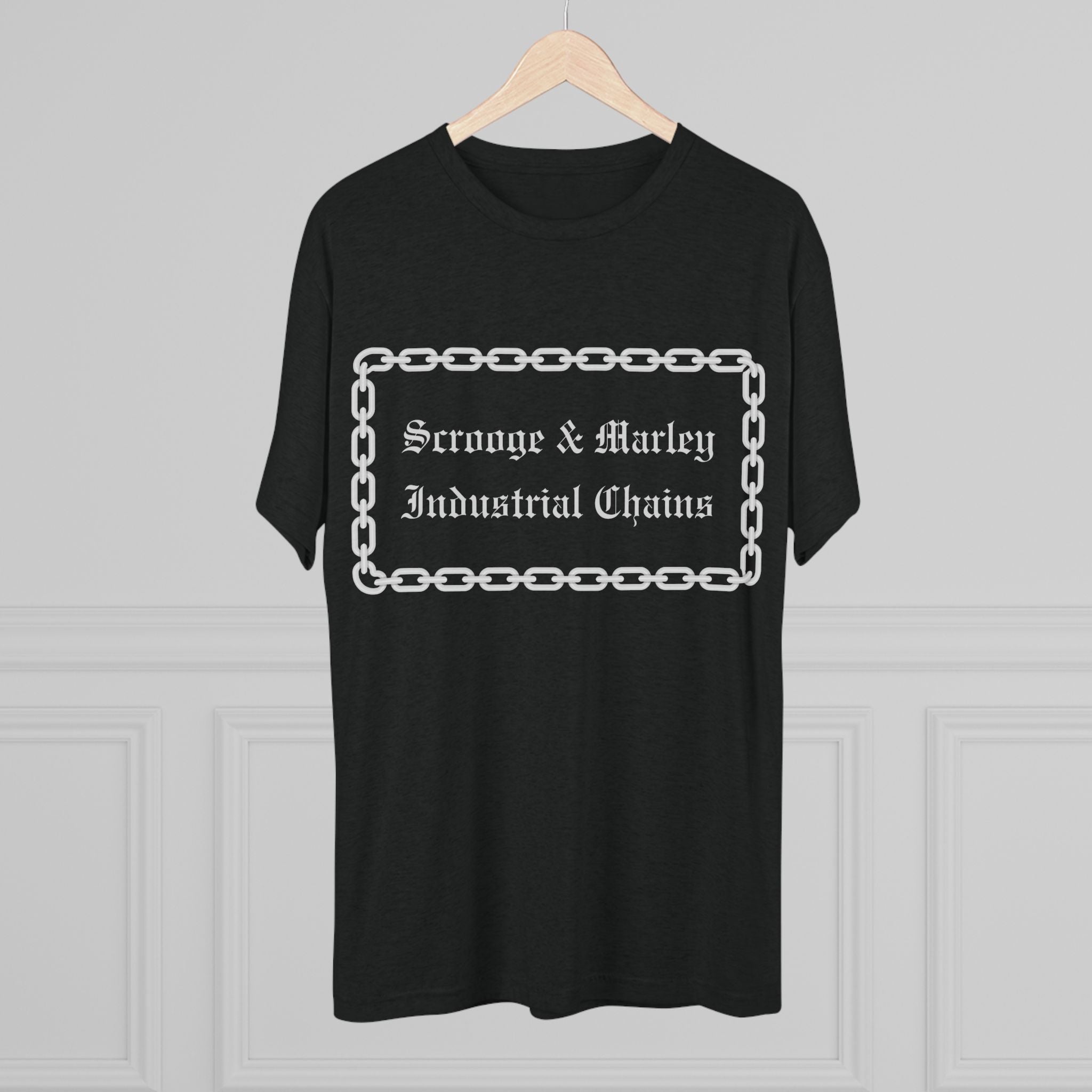 Christmas Scrooge Vintage Chain Frame Tee  Simple Stylish Minimal Charm Unisex Tri-Blend T-Shirt