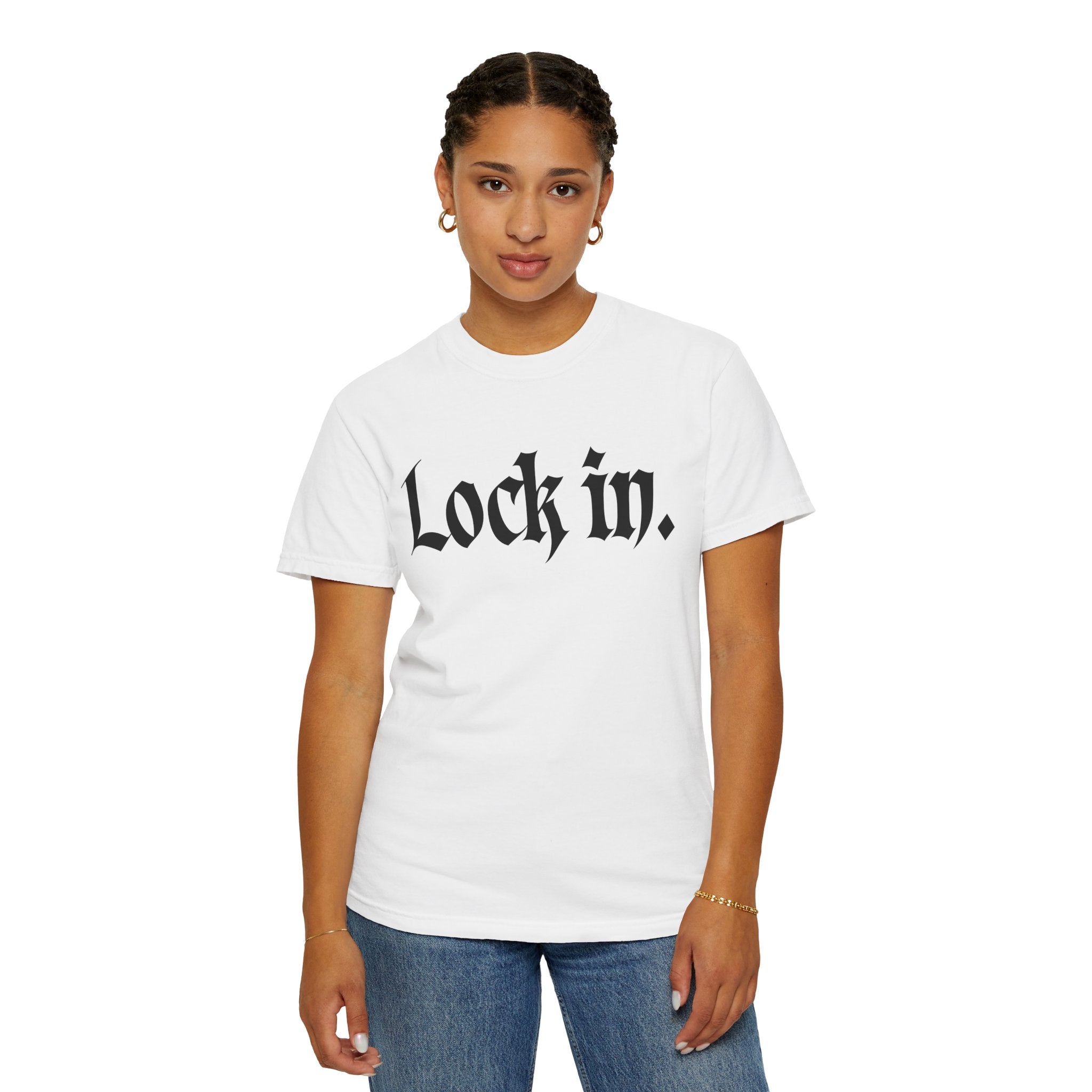 Lock In. Graphic T-Shirt — Gothic Script Tee