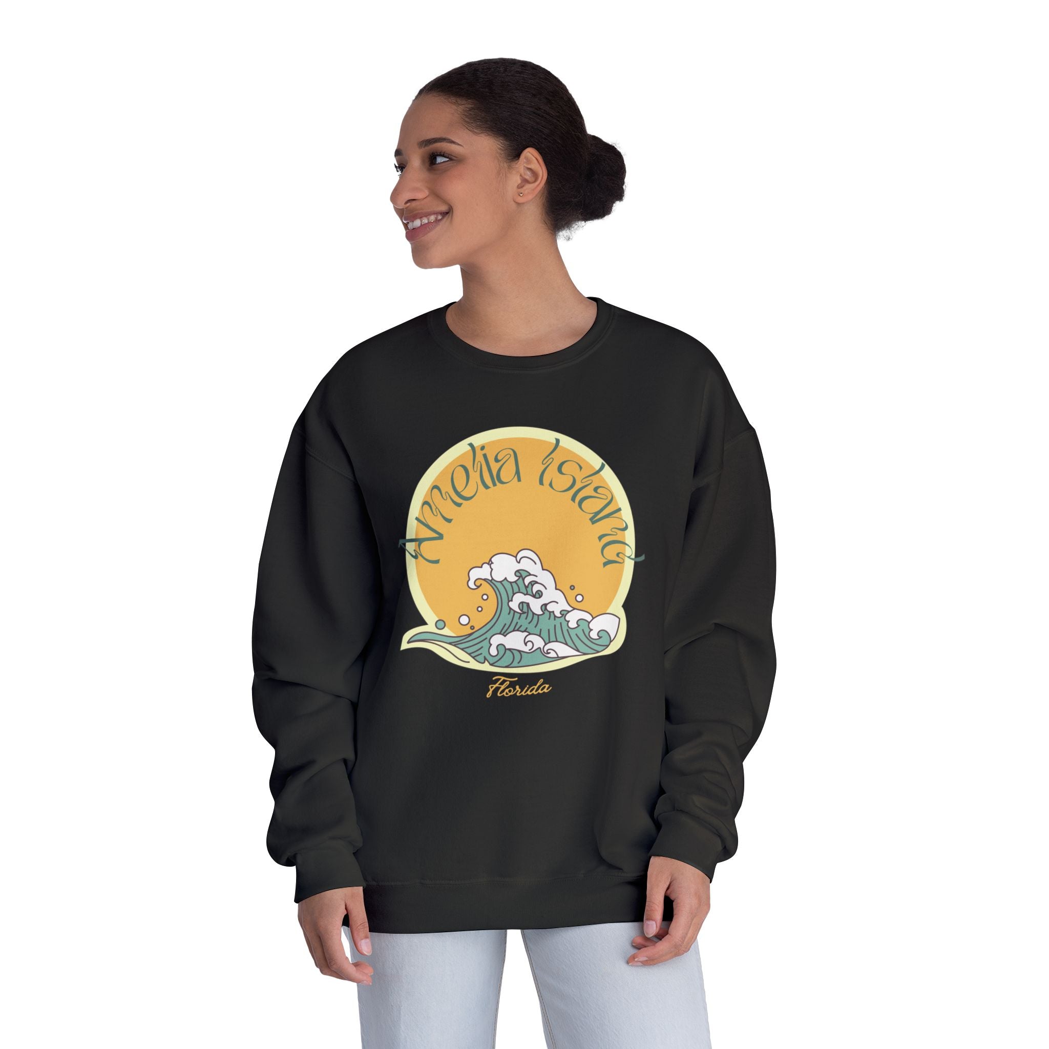 Retro Amelia Island Wave Crewneck Sweatshirt