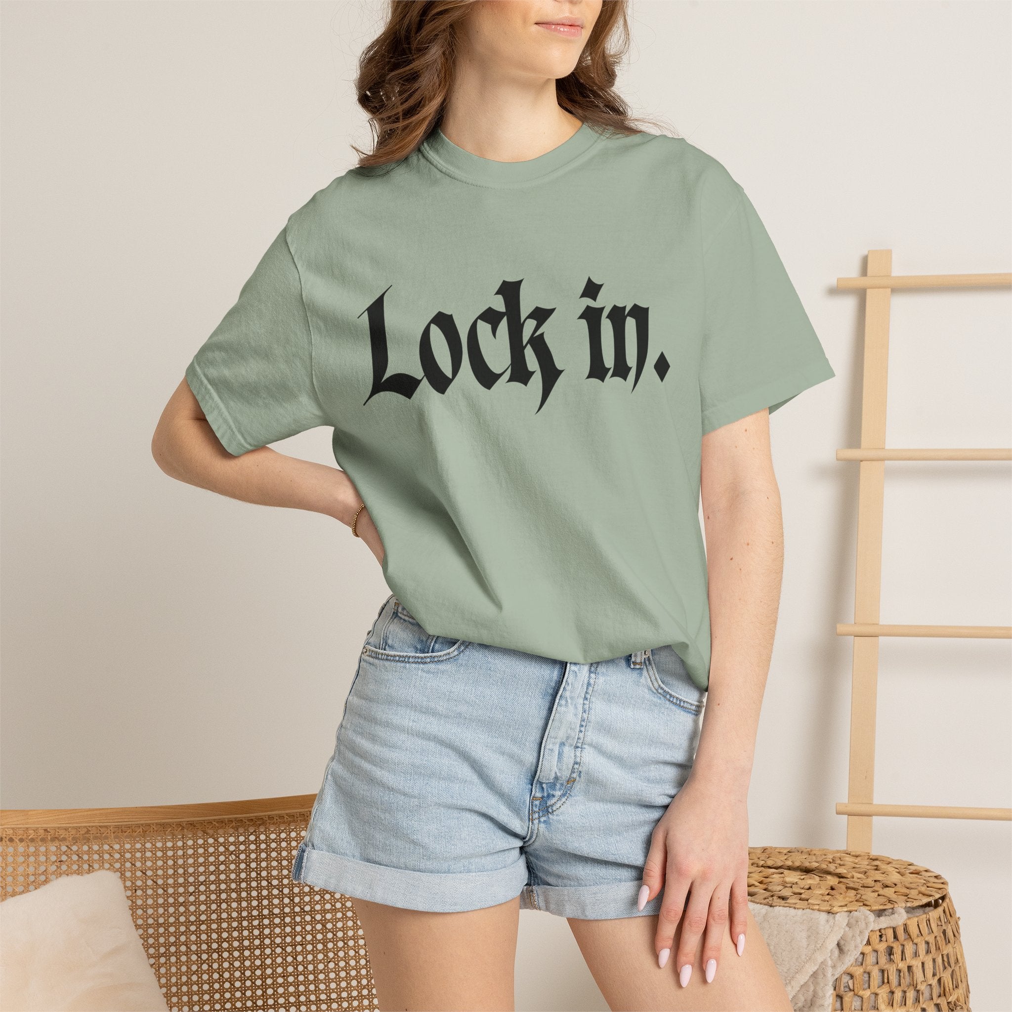 Lock In. Graphic T-Shirt — Gothic Script Tee