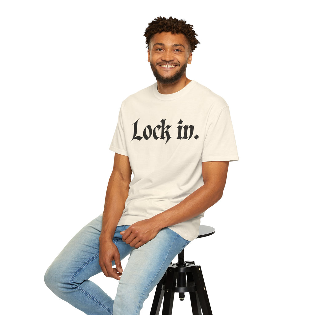 Lock In. Graphic T-Shirt — Gothic Script Tee