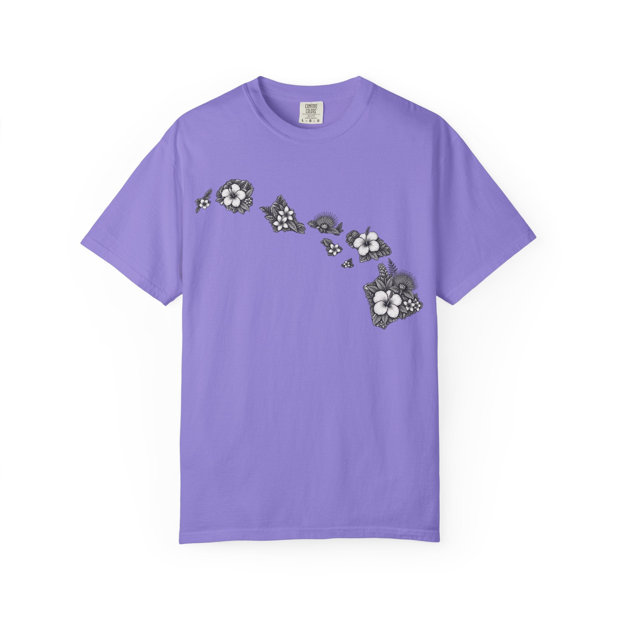 Hawaii Floral Map T-Shirt — Island Chain Flower Graphic Tee