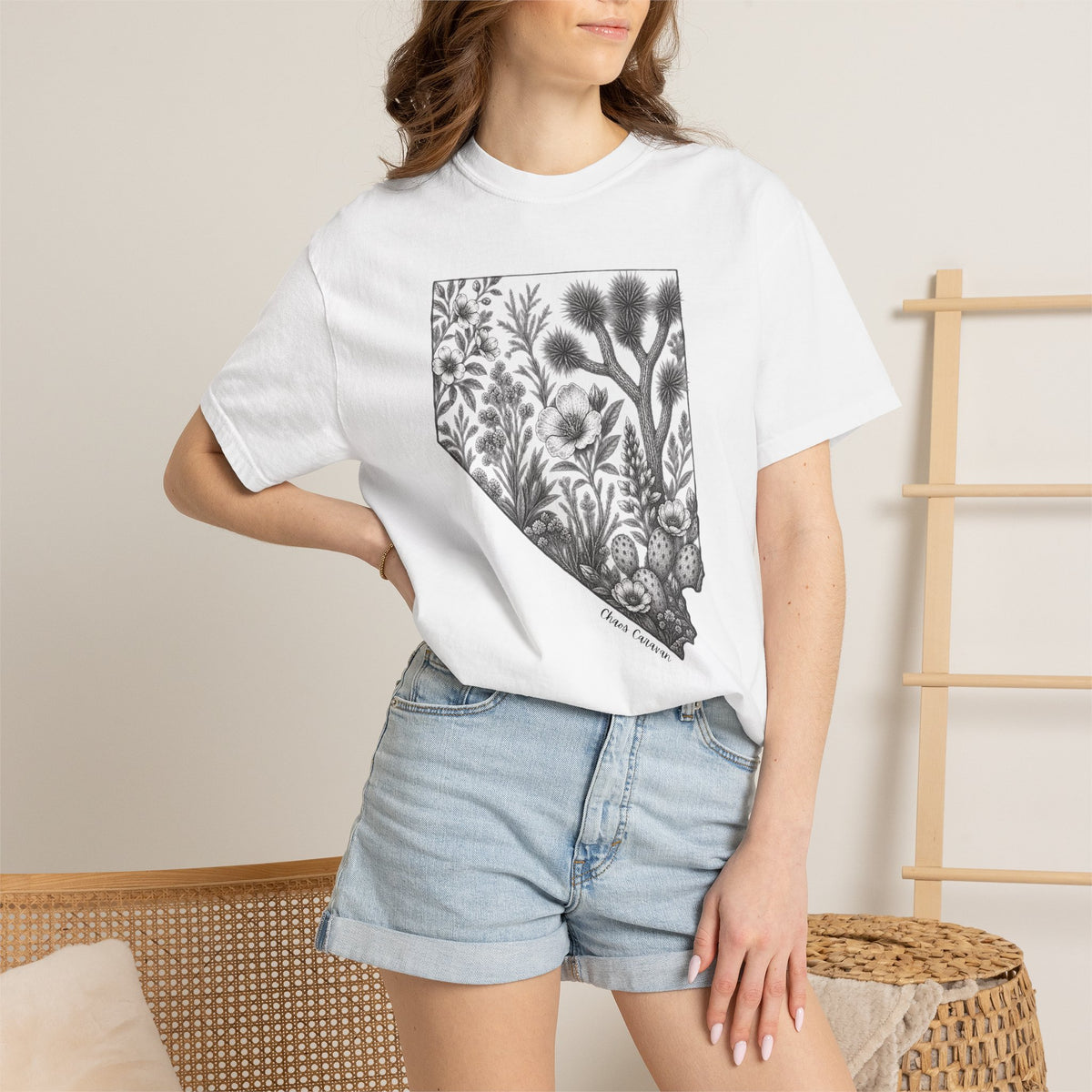 Nevada Desert Flora T-Shirt — Botanical State Silhouette Tee