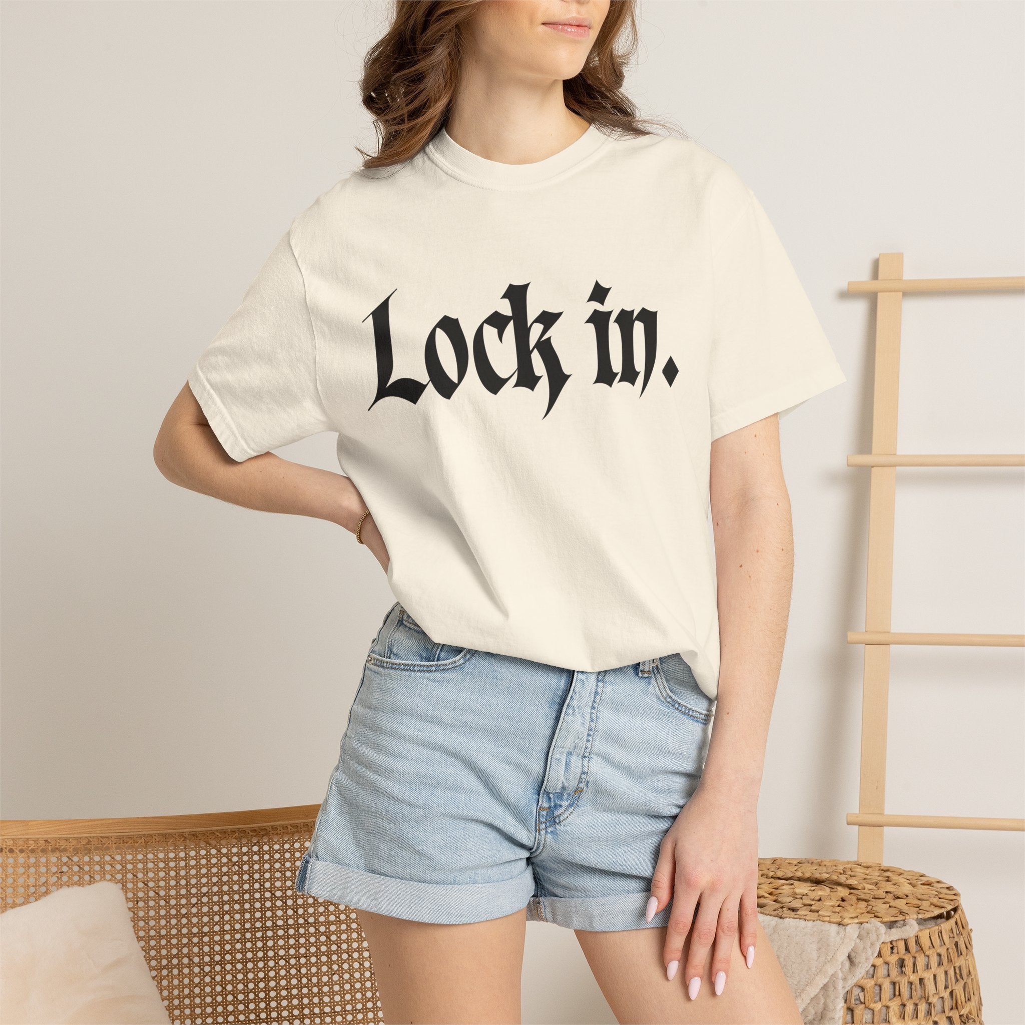 Lock In. Graphic T-Shirt — Gothic Script Tee