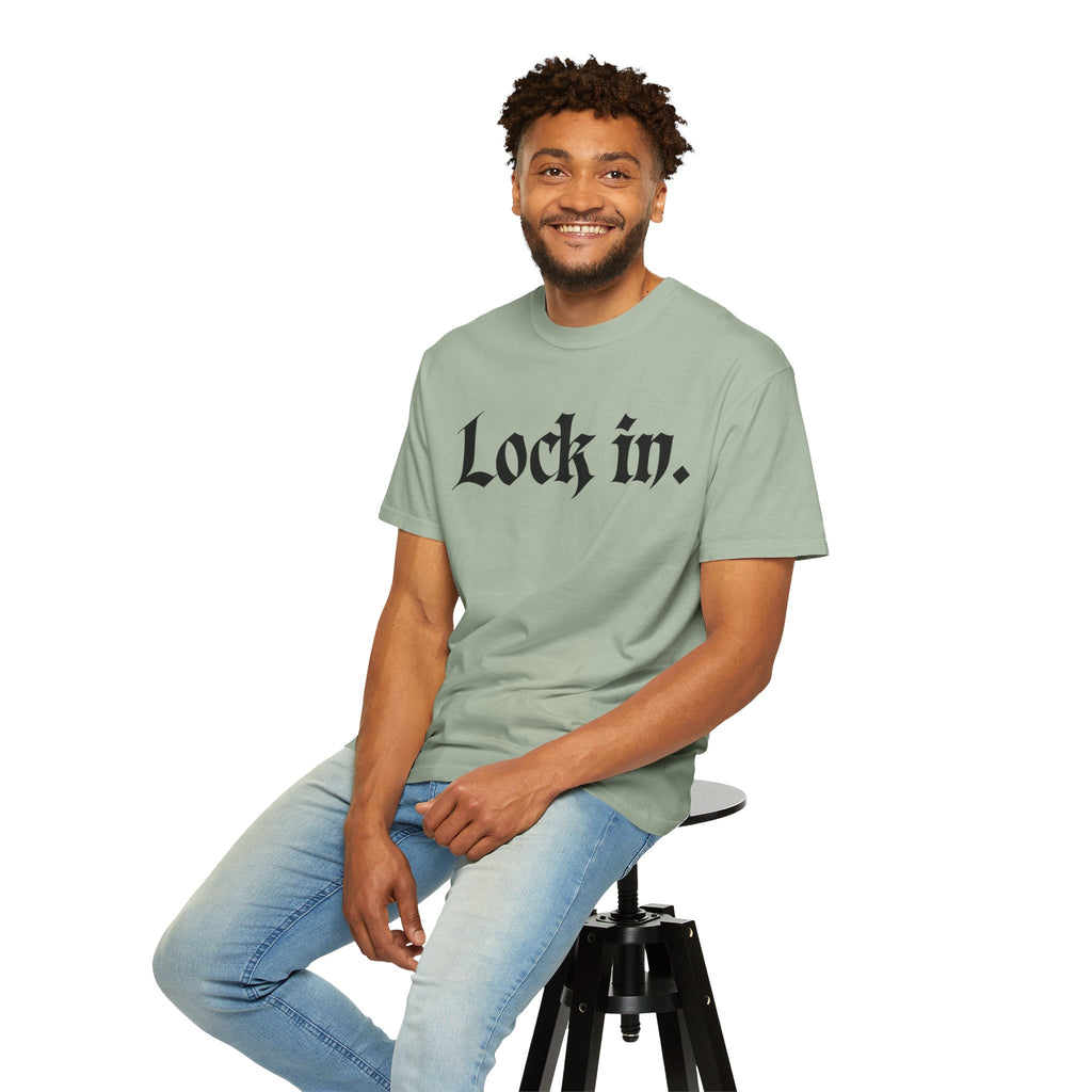 Lock In. Graphic T-Shirt — Gothic Script Tee