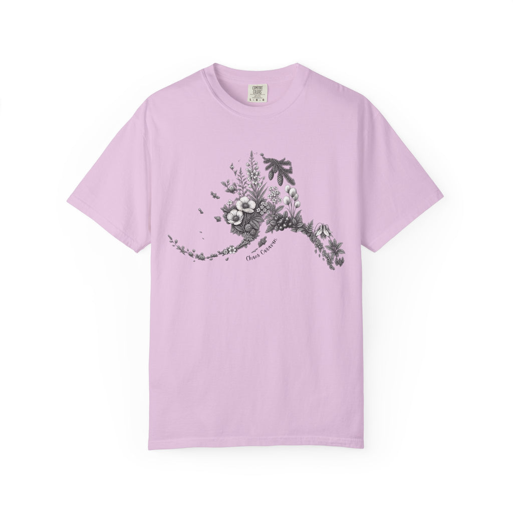 Floral Alaska Silhouette Tee – Botanical State T-Shirt
