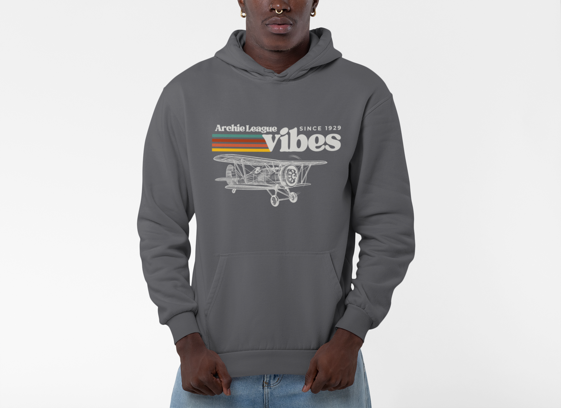 Air Traffic Controller Retro Vintage Airplane Hooded Sweatshirt — First Air Traffic Controller Tribute