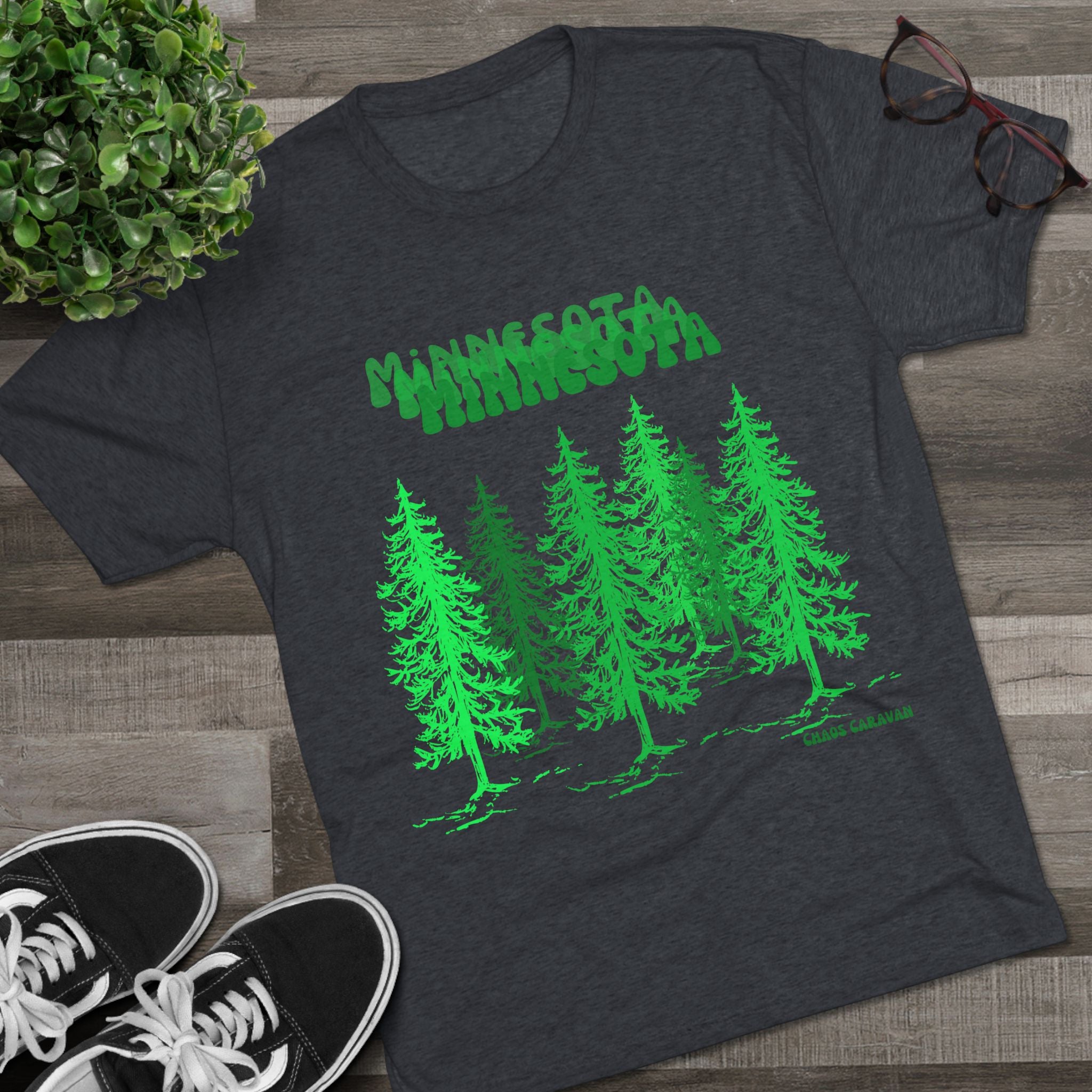 Minnesota T-Shirt | Pine Trees | Forest Unisex Tri-Blend Crew Tee
