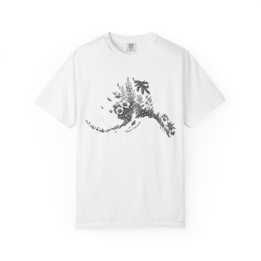 Floral Alaska Silhouette Tee – Botanical State T-Shirt