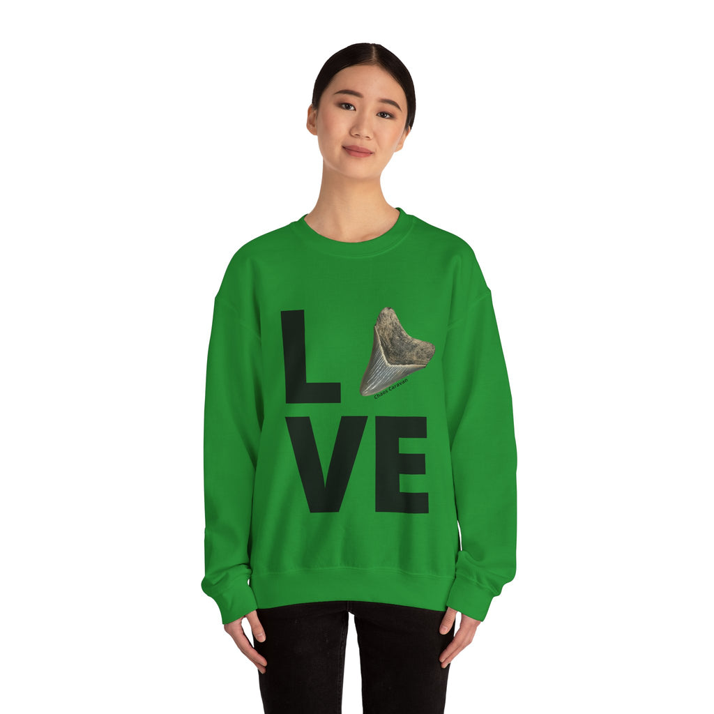 Megalodon Love Sweatshirt | Shark Tooth | Fossil | Shark Tooth Hunting | Megalodon Tooth Unisex Heavy Blend™ Crewneck Sweatshirt