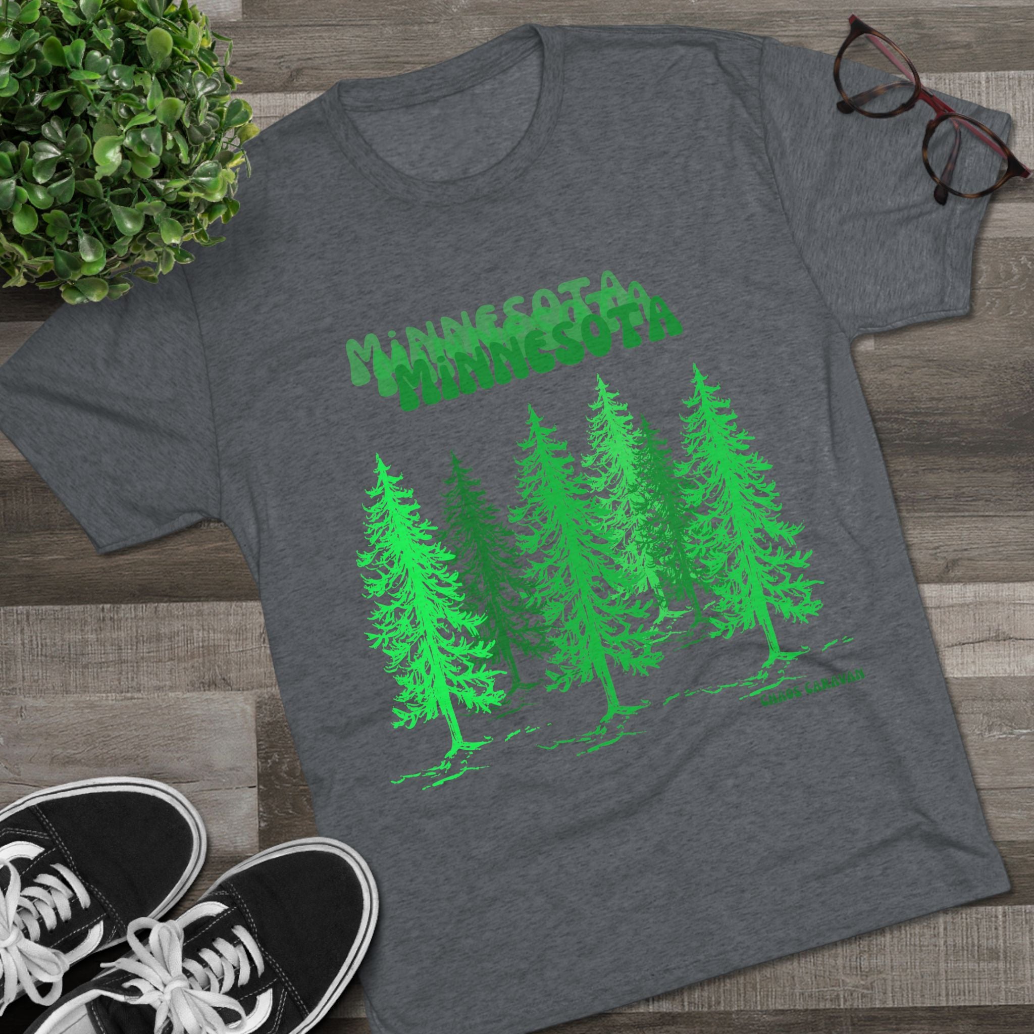 Minnesota T-Shirt | Pine Trees | Forest Unisex Tri-Blend Crew Tee