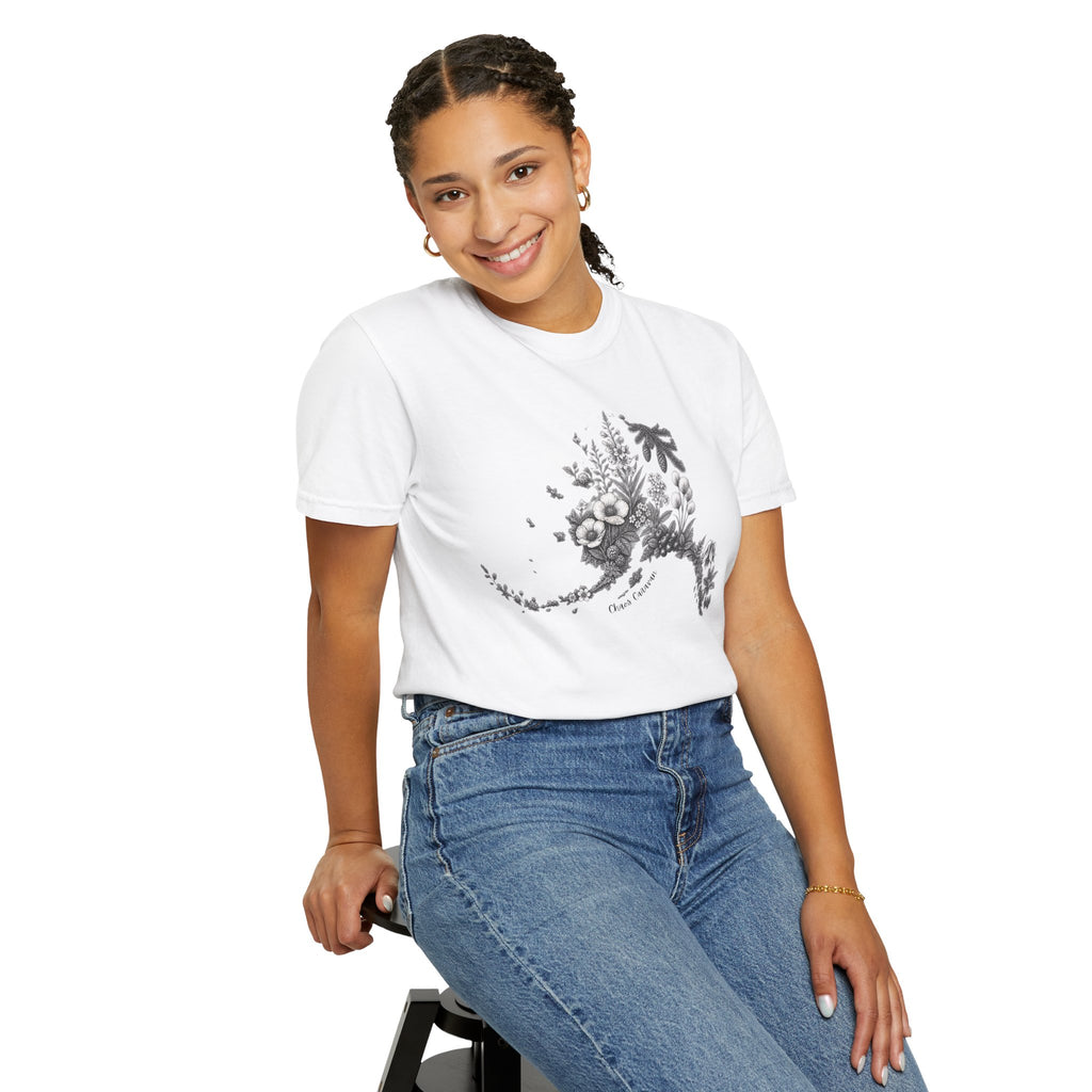 Floral Alaska Silhouette Tee – Botanical State T-Shirt