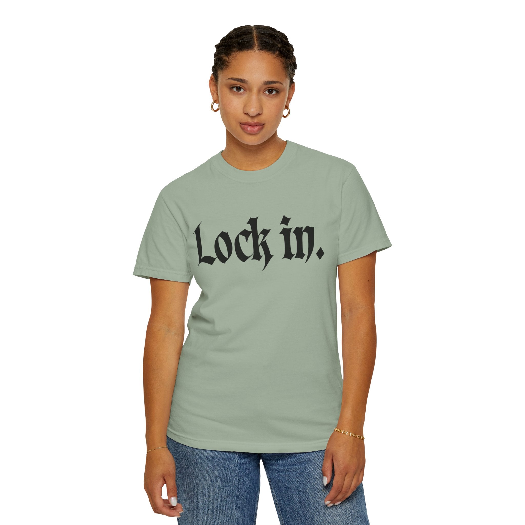 Lock In. Graphic T-Shirt — Gothic Script Tee