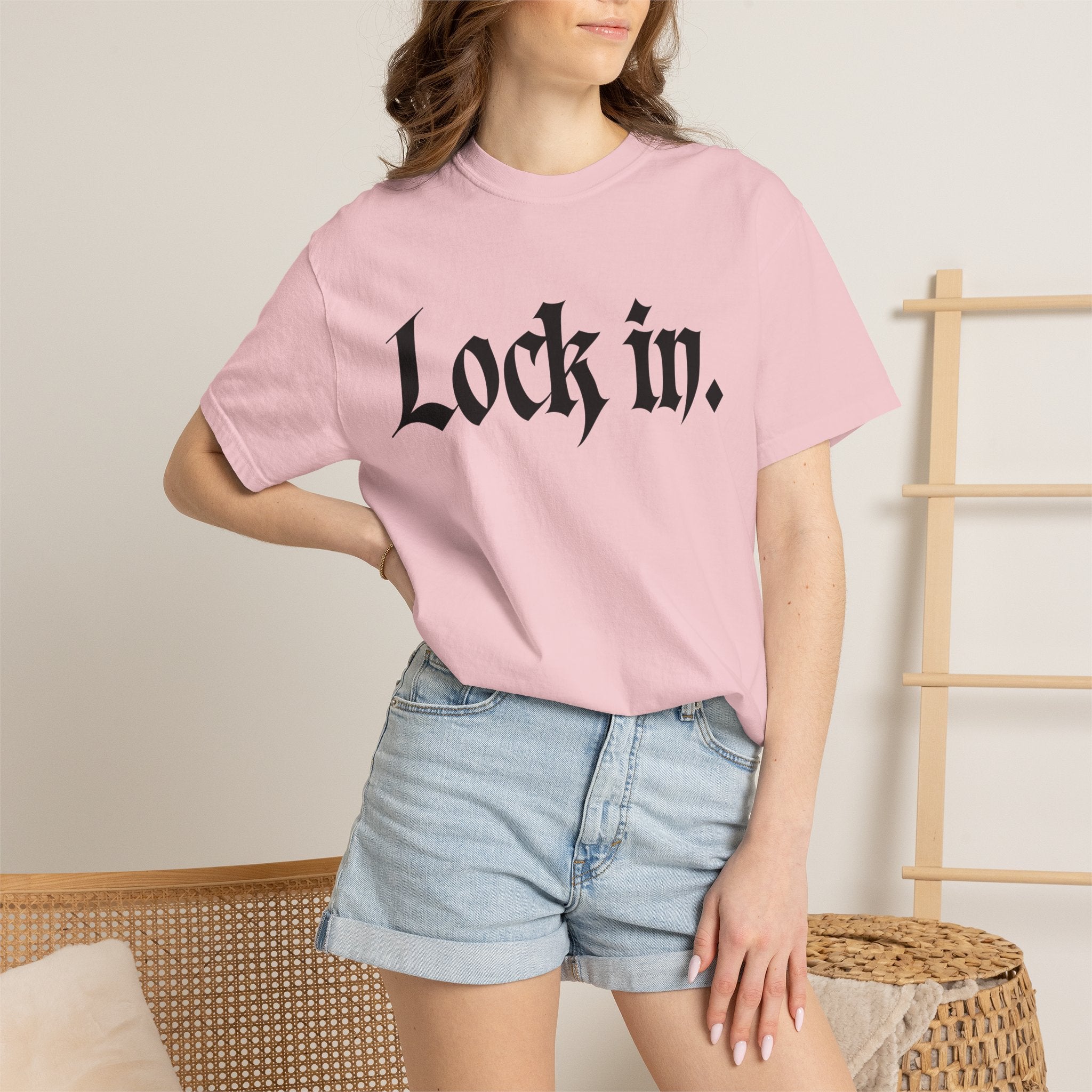 Lock In. Graphic T-Shirt — Gothic Script Tee