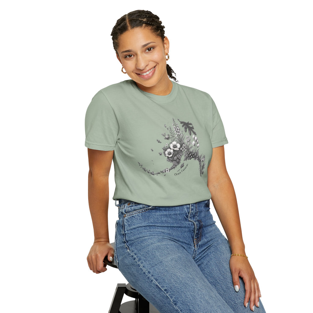 Floral Alaska Silhouette Tee – Botanical State T-Shirt