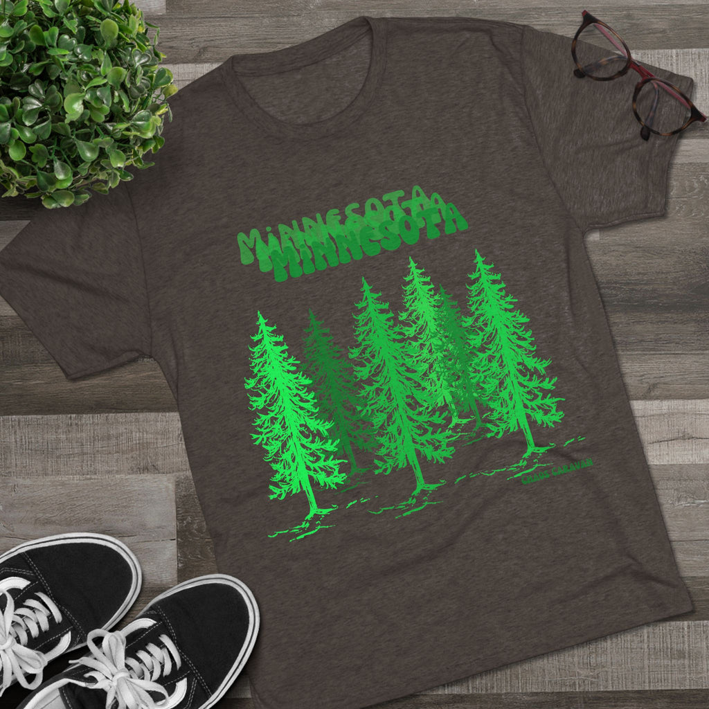 Minnesota T-Shirt | Pine Trees | Forest Unisex Tri-Blend Crew Tee
