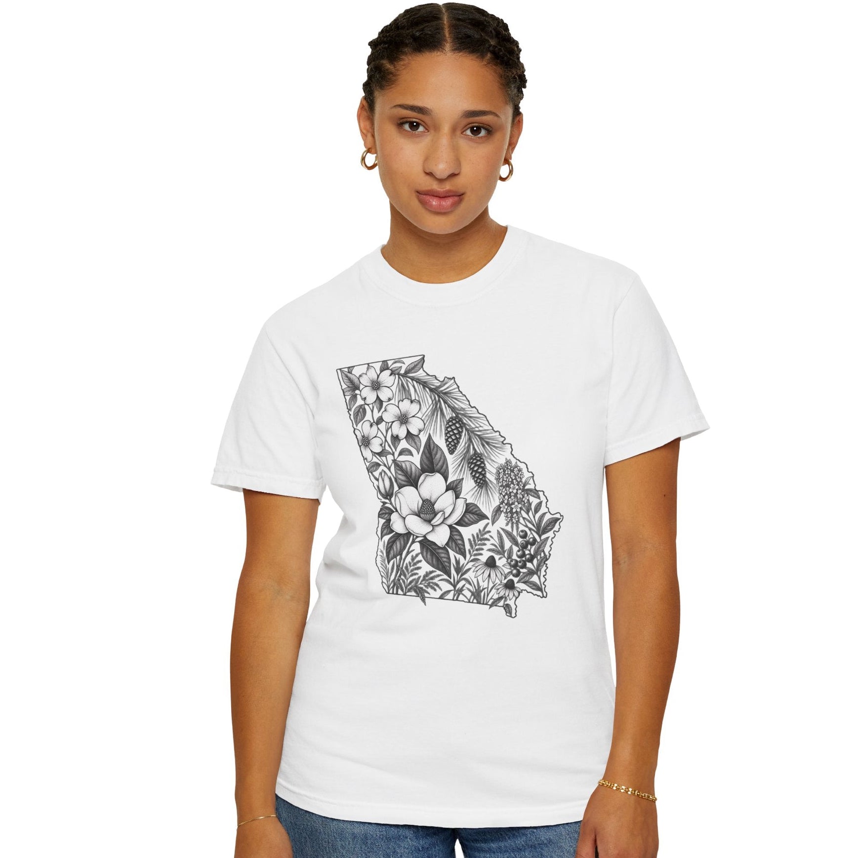 Georgia Floral State Outline T-Shirt