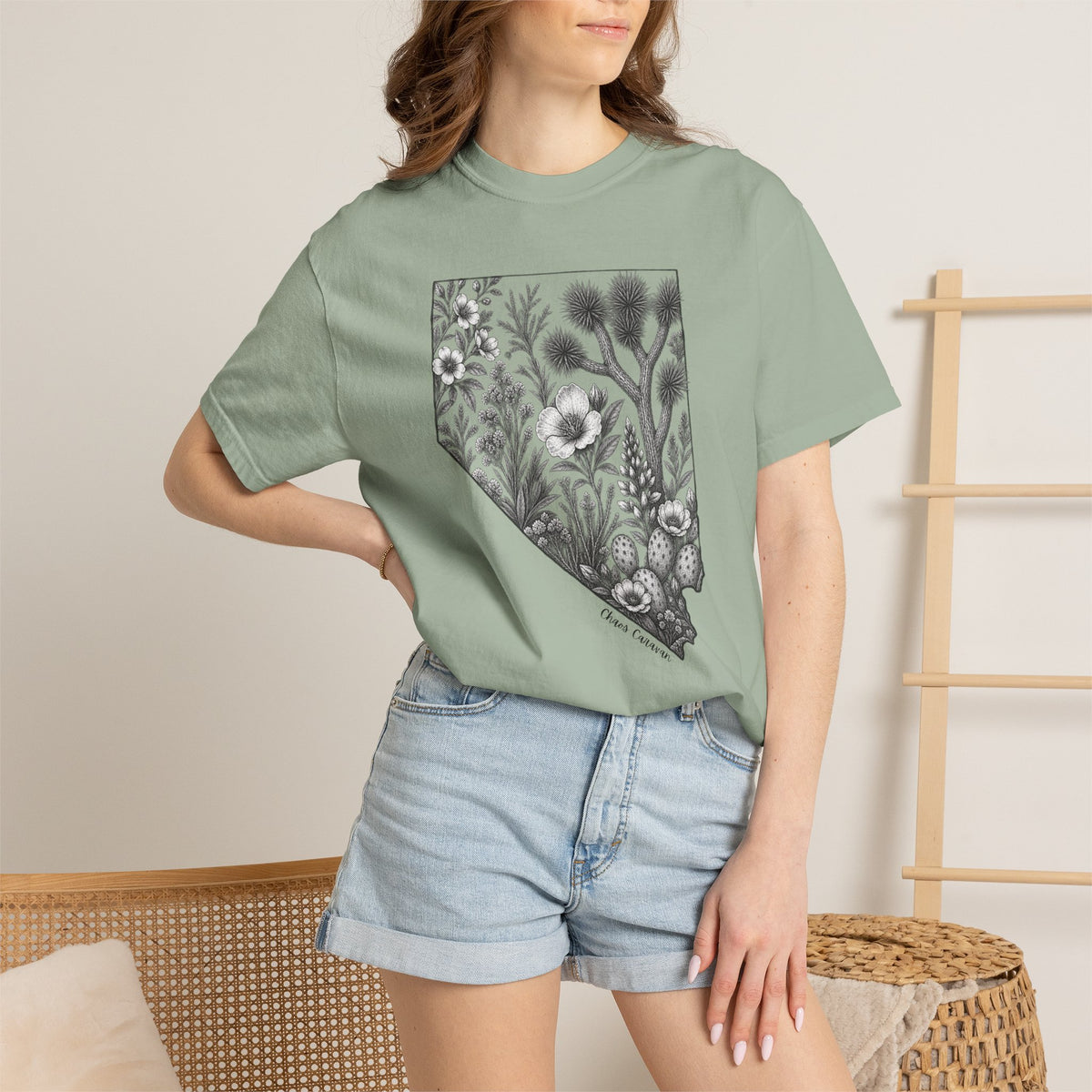 Nevada Desert Flora T-Shirt — Botanical State Silhouette Tee