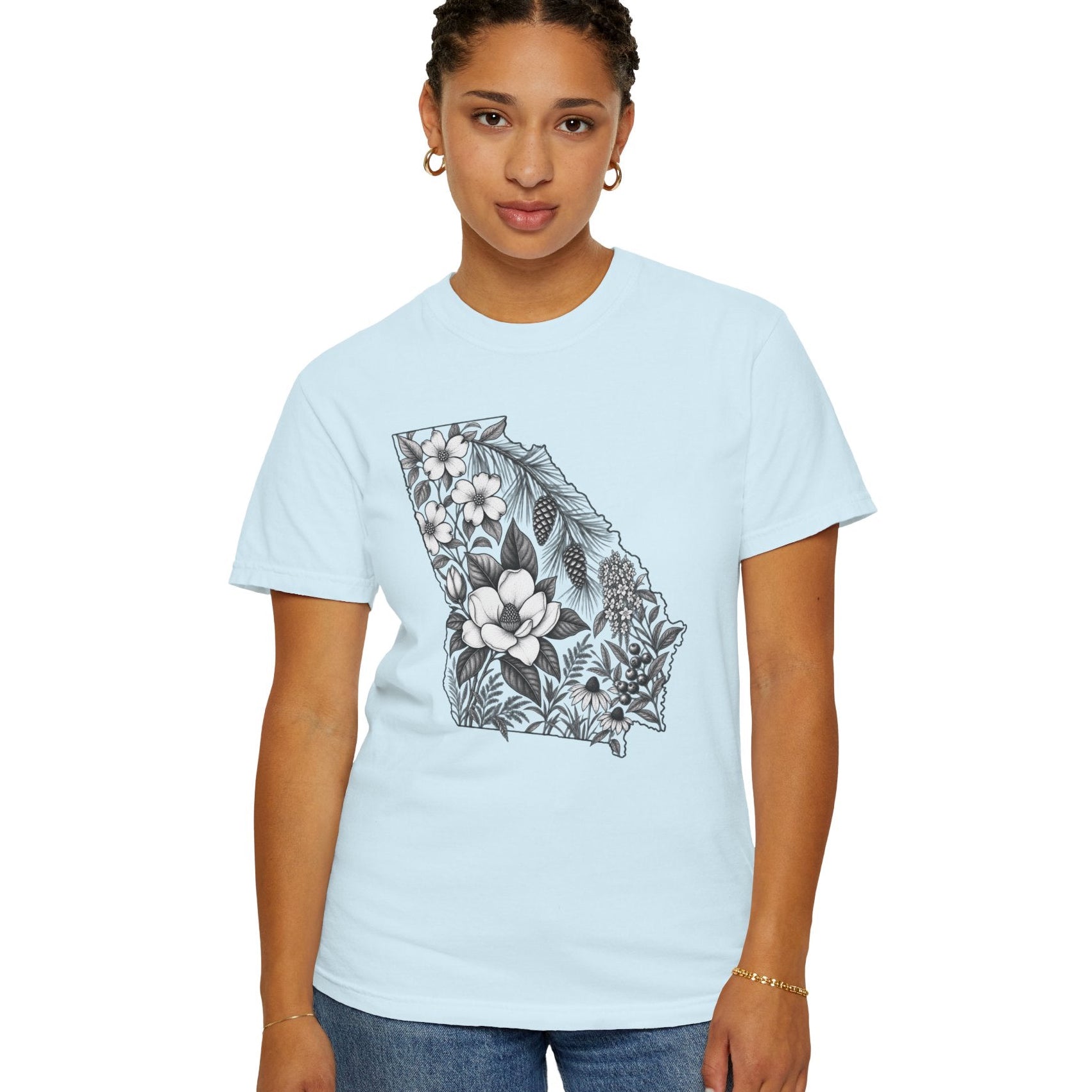 Georgia Floral State Outline T-Shirt