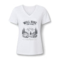 Will Hike For Views Graphic Tee | Hiking Mountain Forest V-Neck