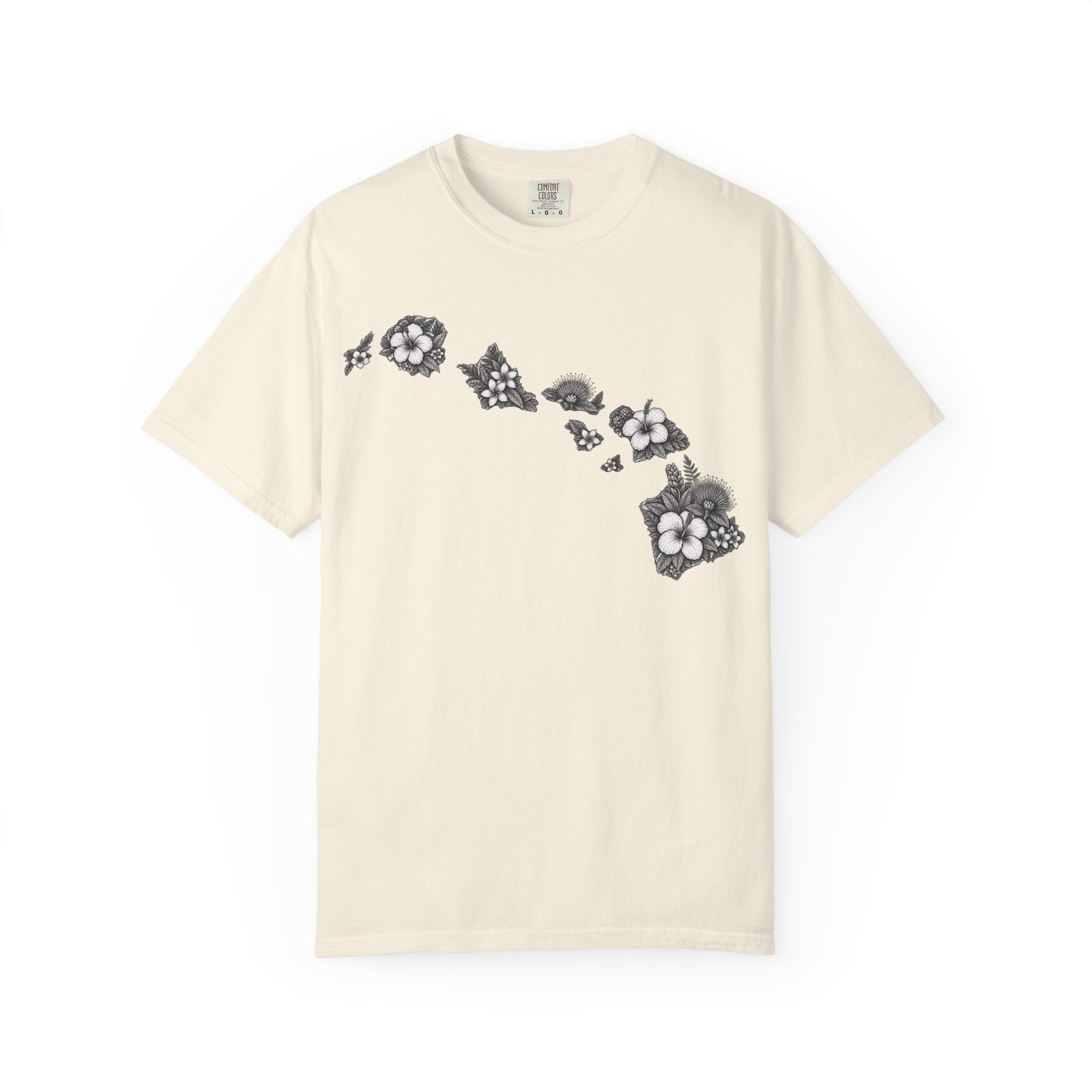 Hawaii Floral Map T-Shirt — Island Chain Flower Graphic Tee