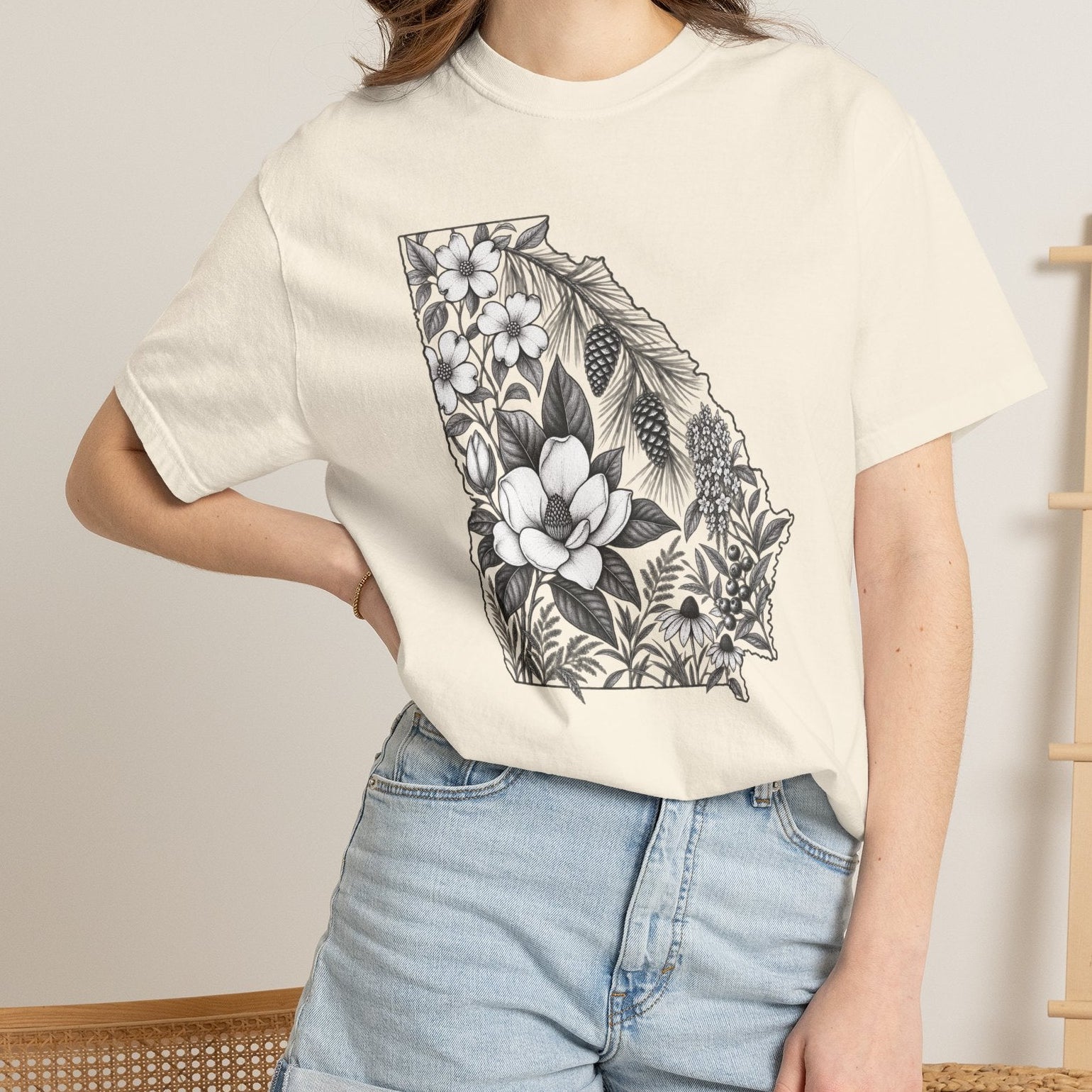 Georgia Floral State Outline T-Shirt