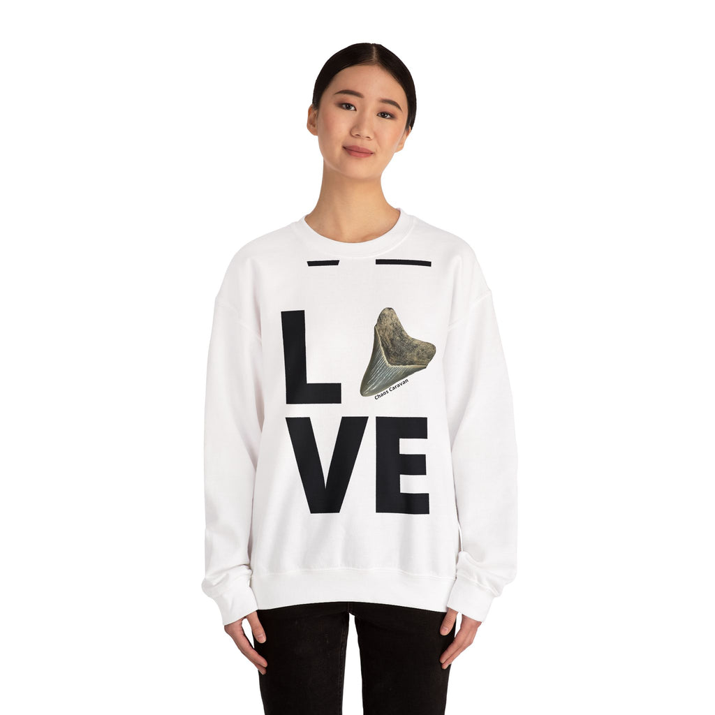 Megalodon Love Sweatshirt | Shark Tooth | Fossil | Shark Tooth Hunting | Megalodon Tooth Unisex Heavy Blend™ Crewneck Sweatshirt