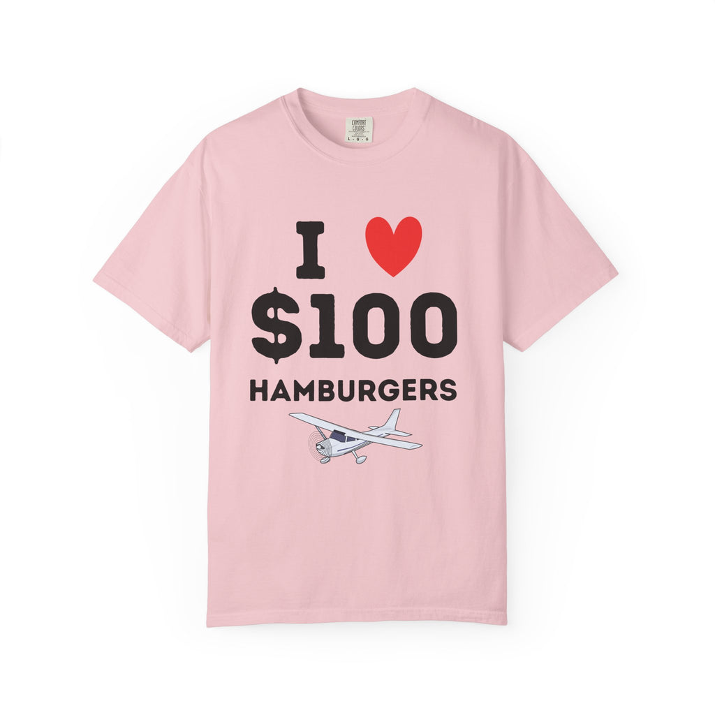 I Love $100 Hamburgers T-Shirt | Pilot Tee | Private Pilot Gear | Pilot Lunch Club