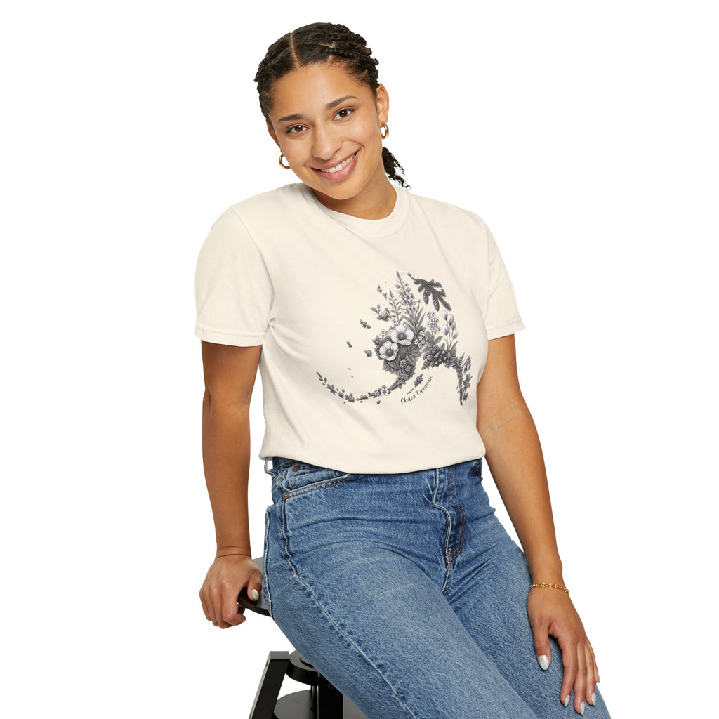 Floral Alaska Silhouette Tee – Botanical State T-Shirt