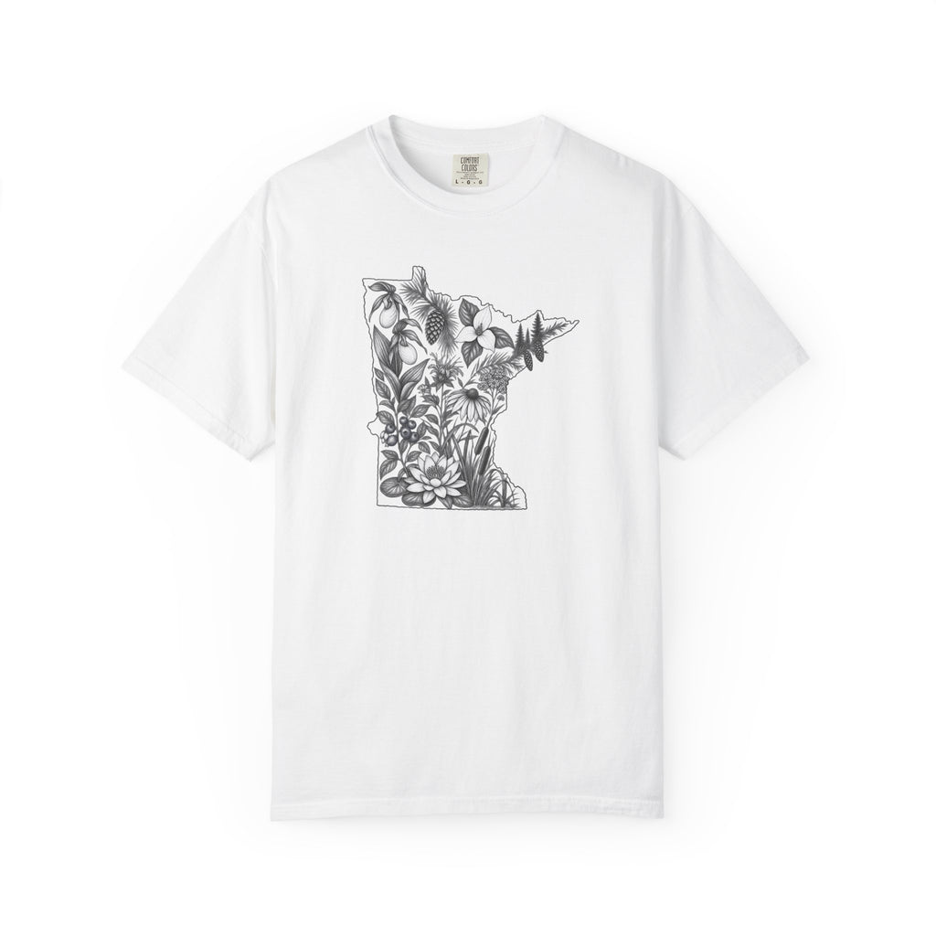 Minnesota Floral State T-Shirt — Botanical State Outline Tee