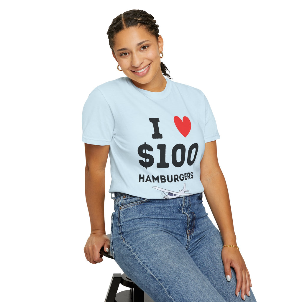 I Love $100 Hamburgers T-Shirt | Pilot Tee | Private Pilot Gear | Pilot Lunch Club