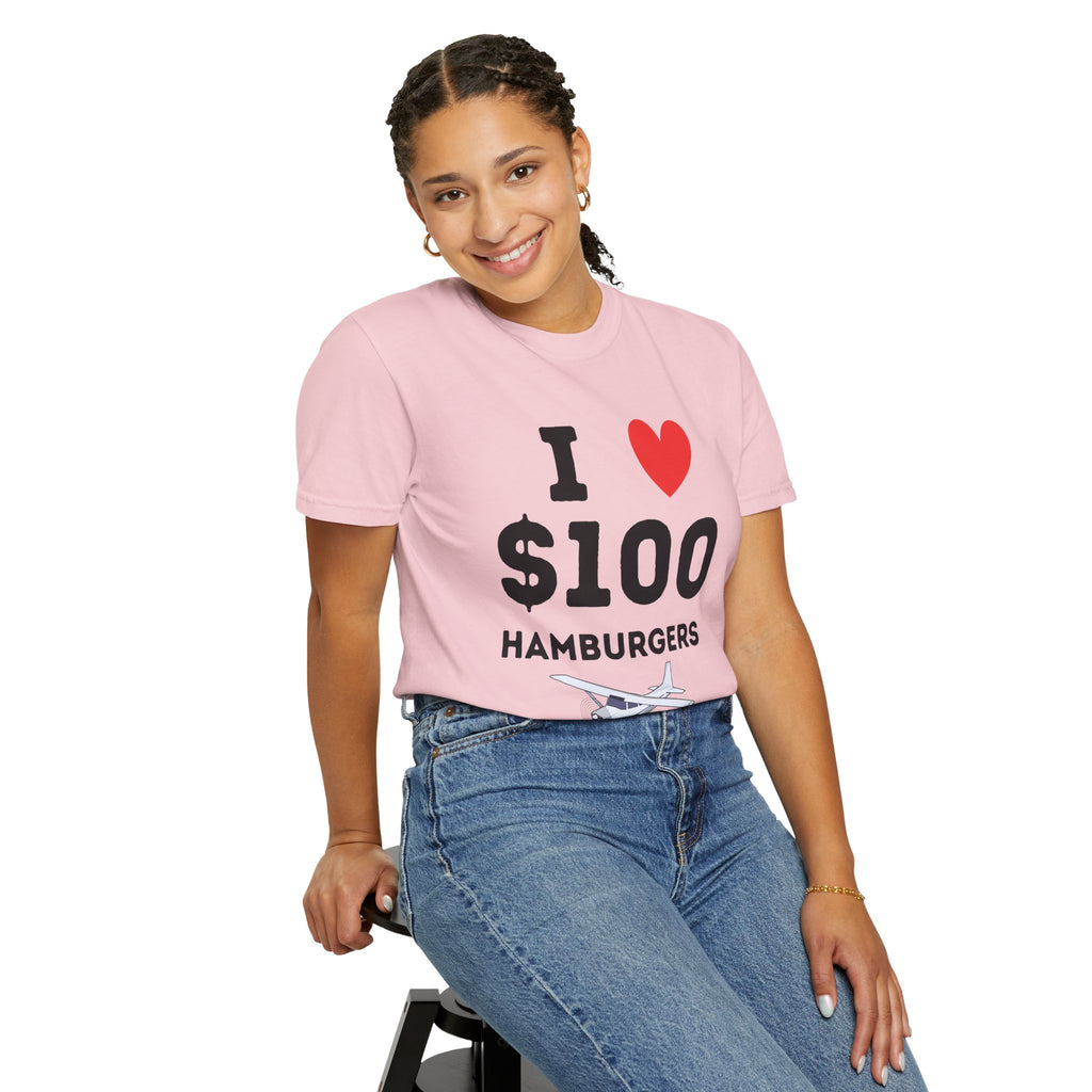 I Love $100 Hamburgers T-Shirt | Pilot Tee | Private Pilot Gear | Pilot Lunch Club